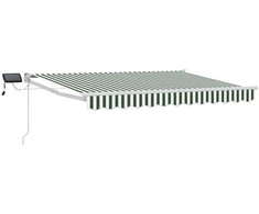Rankinė ištraukiama markizė su LED Žalia ir balta 3,5 x 2 m