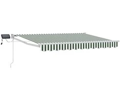 Rankinė ištraukiama markizė su LED Žalia ir balta 3,5 x 2,5 m