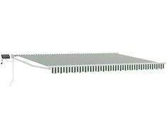 Rankinė ištraukiama markizė su LED Žalia ir balta 5 x 3 m