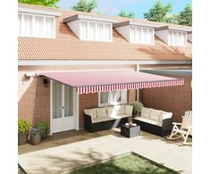 Ištraukiama markizė Raudona ir balta 500 ×300 cm audinys