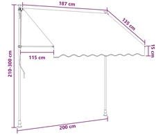 Rankinė sulankstoma markizė Antracito ir baltos 200 cm