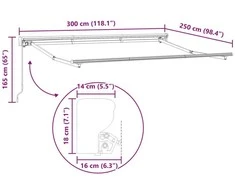 Rankinė sulankstoma markizė Šviesiai pilka 3 x 2,5 m