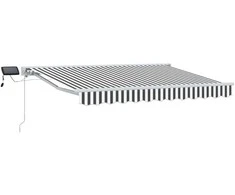 Rankinis markizės rėmas su LED Antracito ir baltos 3,5 x 2,5 m