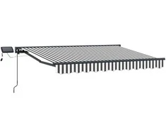 Rankinis markizės rėmas su LED Antracito ir baltos 3,5 x 2 m