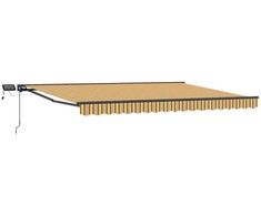 Rankinis markizės rėmas su LED Geltonas ir Pilkas 5 × 3,5 m