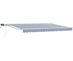 Rankinis markizės rėmas su LED Mėlyna ir balta 4,5 × 3 m