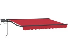 Rankinis markizės rėmas su LED Raudonas ir Antracitas 3 x 2,5 m