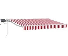 Rankinis markizės rėmas su LED Raudona ir balta 3 x 2,5 m
