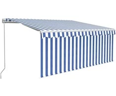 Rankiniu būdu ištraukiama markizė, mėlyna ir balta, 3,5x2,5m