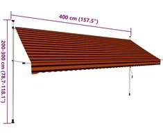 Rankiniu būdu ištraukiama markizė, oranžinė ir ruda, 400cm