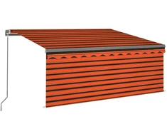 Rankiniu būdu ištraukiama markizė, oranžinė ir ruda, 3,5x2,5m