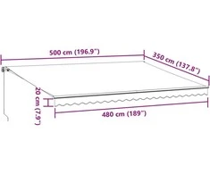 Rankiniu būdu ištraukiama markizė su LED, bordo, 500x350cm
