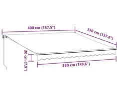 Rankiniu būdu ištraukiama markizė su LED, bordo, 400x350cm