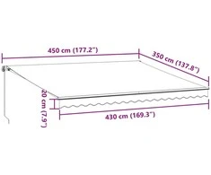 Rankiniu būdu ištraukiama markizė su LED, bordo, 450x350cm
