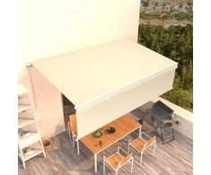 Rankiniu būdu ištraukiama markizė su uždanga, kreminė, 5x3m