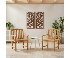 Rankomis raižyta rožių kėdė 2 pcs Natūrali 58 x 60 x 90 cm