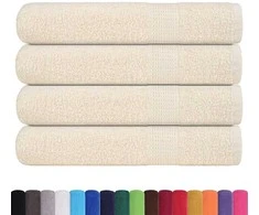 Rankšluostis Rankšluosčiai, 4vnt., kreminiai, 100x200 cm, medvilnė, 360g/m²