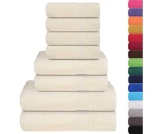Rankšluostis Rankšluosčių rinkinys, 8vnt., kreminiai, 100% medvilnė, 360g/m²