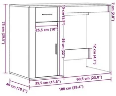 Rašomasis stalas Old Wood 100x49x75 cm Inžinierinė mediena