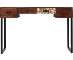 Rašomasis stalas, rausv. dalb. med. ir tikra oda, 117x50x76cm