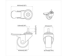 Ratukai 2 pcs Juoda M6 x 37 mm Geležis ir nailonas