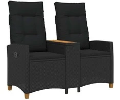 Reclining Bench with Table Juoda 126 x 65 x 112 cm poliratanas