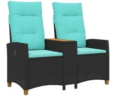 Reclining Bench with Table Juoda ir turkio 126 x 65 x 112 cm