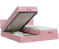 Reguliuojama lova su čiužiniu 2 pcs Rožinė Aksomas
