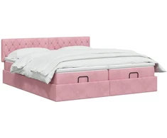 Reguliuojama lova su čiužiniu 2 pcs Rožinė Aksomas