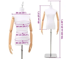 Reguliuojamas manekenas 165-213 cm su baze Moteris PP Balta
