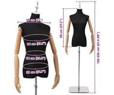 Reguliuojamas manekenas 165-213 cm su baze Moteris PP Juoda