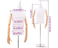 Reguliuojamas manekenas 170-218 cm su baze Vyras PP Balta