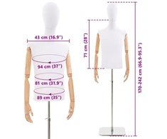 Reguliuojamas manekenas 170-218 cm su baze Vyras PP Balta