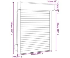 Ritinys uždangalas Baltas 70 x 100 cm Aliuminis ir poliuretanas