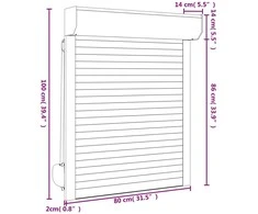 Ritinys uždangalas Baltas 80 x 100 cm Aliuminis ir poliuretanas