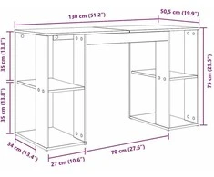 Stalas Rūkyta ąžuolas 130 x 50.5 x 75 cm Apdirbta mediena