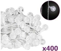 Rutuliukų girlianda, 40m, 400 šaltų baltų LED, 8 funkcijos