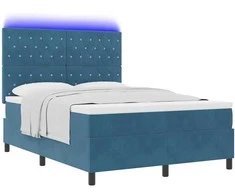 LED Čiužinio Lova Tamsiai mėlyna 140 x 190 cm Aksomas