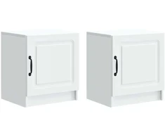 Šalia lovos spintelė 2 pcs Balta 43 x 34,5 x 47 cm