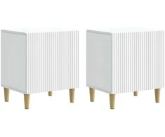 Šalia lovos spintelė 2 pcs Balta 43 x 34,5 x 50 cm