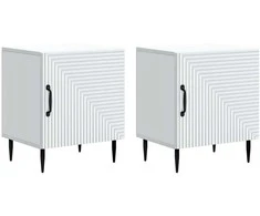 Šalia lovos spintelė 2 pcs Balta 43 x 34,5 x 50 cm