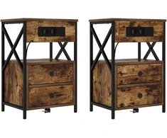 Šalia lovos spintelė 2 pcs Rūkyta ąžuolas 40 x 31 x 60 cm
