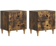 Šalia lovos spintelė 2 pcs Dūminio ąžuolo 43 x 34,5 x 48 cm