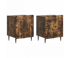 Šalia lovos spintelė 2 pcs Dūminio ąžuolo 43 x 34,5 x 52 cm