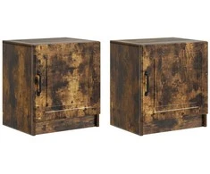 Šalia lovos spintelė 2 pcs Dūminio ąžuolo 43 x 34,5 x 47 cm