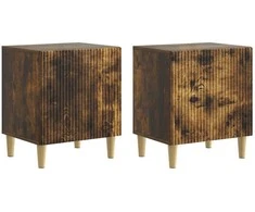 Šalia lovos spintelė 2 pcs Dūminio ąžuolo 43 x 34,5 x 50 cm
