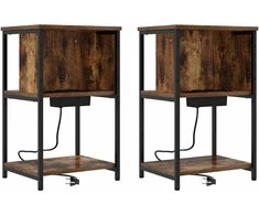 Šalia lovos spintelė 2 pcs Rūkyta ąžuolas 38 x 31 x 61 cm