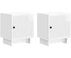 Šalia lovos spintelė 2 pcs Itin blizgi balta 43 x 34,5 x 50 cm