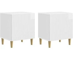 Šalia lovos spintelė 2 pcs Itin blizgi balta 43 x 34,5 x 50 cm
