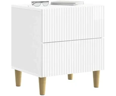 Šalia lovos spintelė 2 pcs Itin blizgi balta 43 x 34,5 x 48 cm